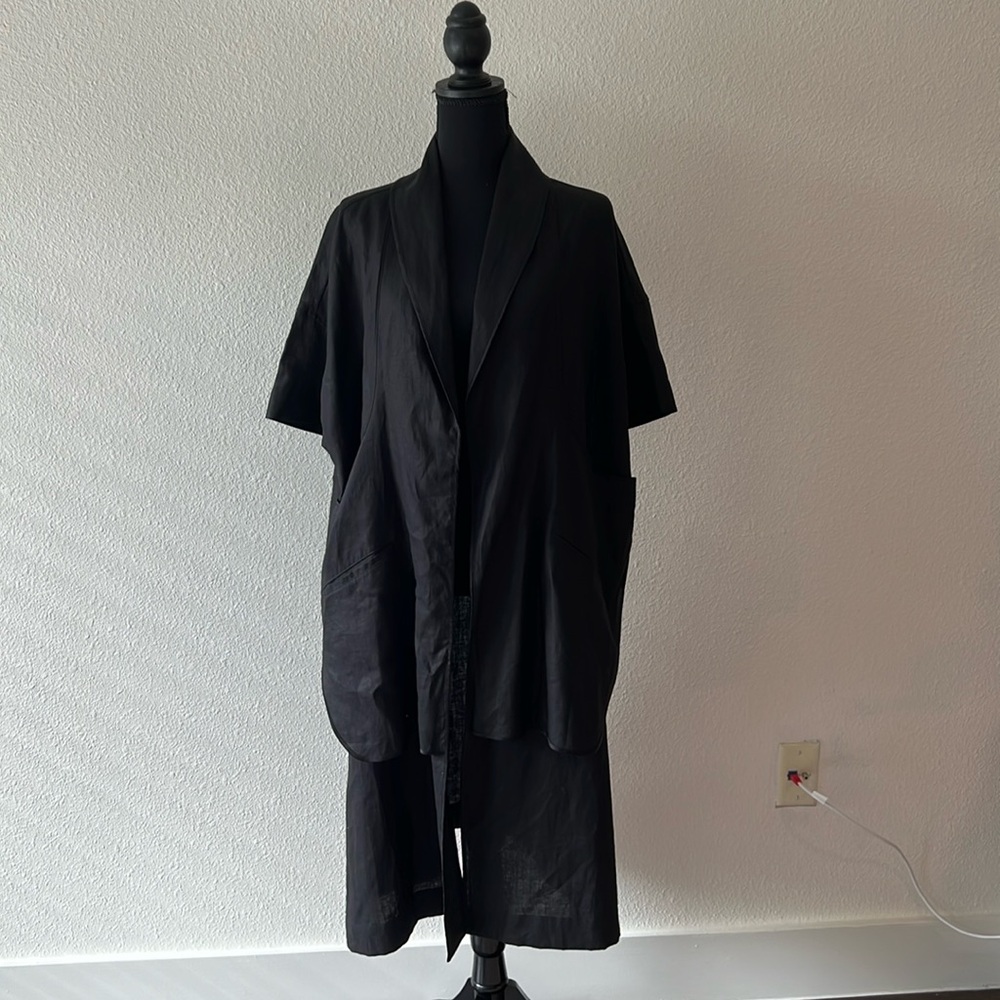Unconditional London 100% Linen Kimono in Black Size XS